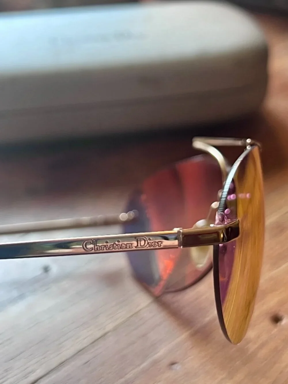 Vintage Christian Dior Mini Aviator 80B Gold Frames + Case & Dust Bag